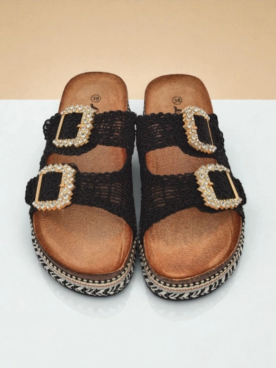 Royalfashion Женские сандалии с пряжками из страз GlamCork