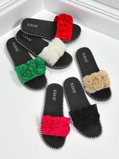 Royalfashion Женские шлепанцы на плоской подошве Flora Verde