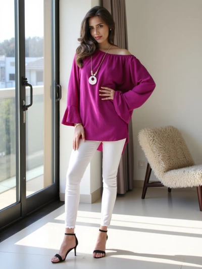 Royalfashion Sieviešu blūze a'la Spānijas stilā ar volāniem