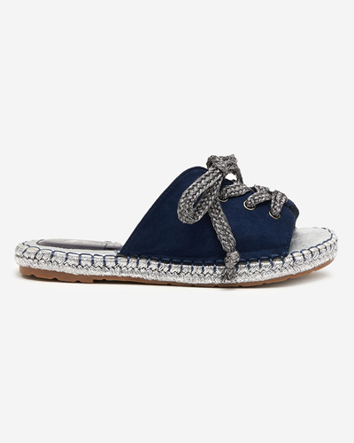 OUTLET Women's navy blue and silver slippers with a binding Wiazoni - Footwear