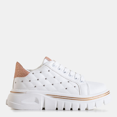 White women's sneakers with a gold glitter insert Yemen - Footwear