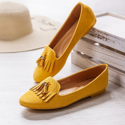 Taussima yellow fringed moccasins - Footwear
