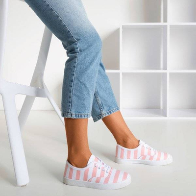 Pink women's striped sneakers Anchor - Footwear 1