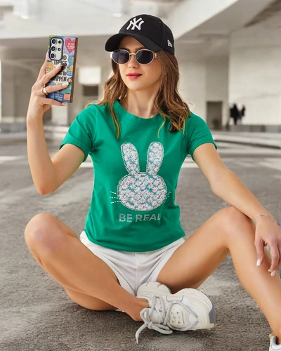 Royalfashion Sieviešu kokvilnas T-krekls Trušu teikums Esi īsts