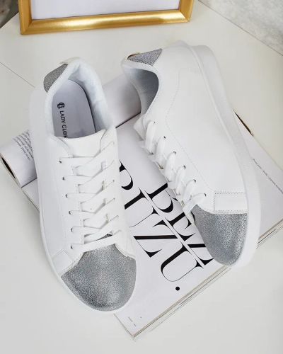 Royalfashion Calista women's stylish silver and white eco-leather sneakers
