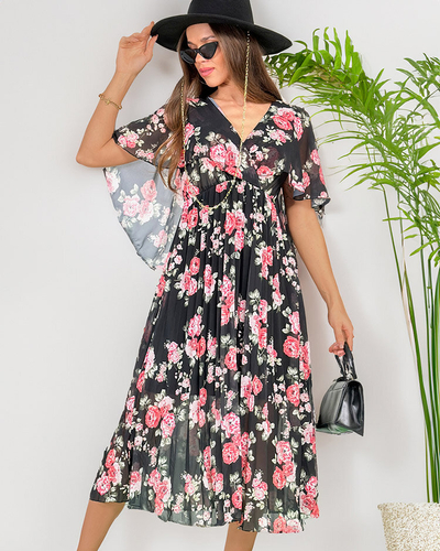 Royalfashion Women's pleated floral midi dress