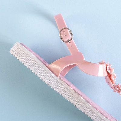 Pink women's sandals a'la flip-flops with Dosana flowers - Footwear