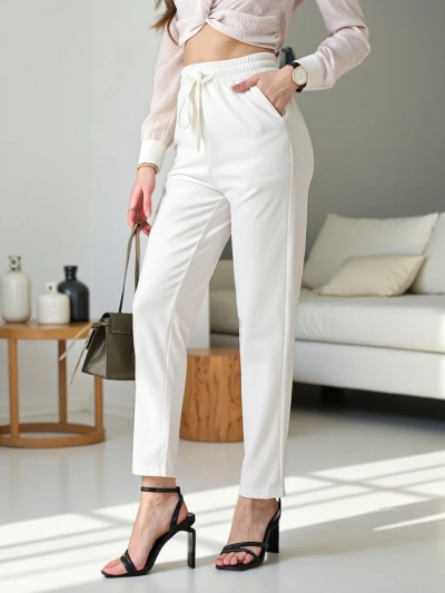 Royalfashion Simple women's trousers with tie
