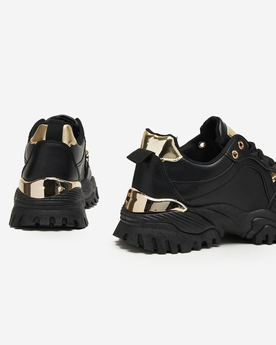 OUTLET Black women's sports shoes with gold chain Evitos - Footwear
