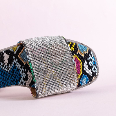 Colorful women's slippers with embossing a'la snake skin Oncho - Footwear