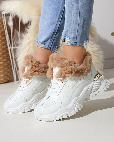 Sports white women's shoes with fur Flixi - Footwear