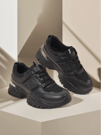 Arete Nero women's flat ecological leather sneakers