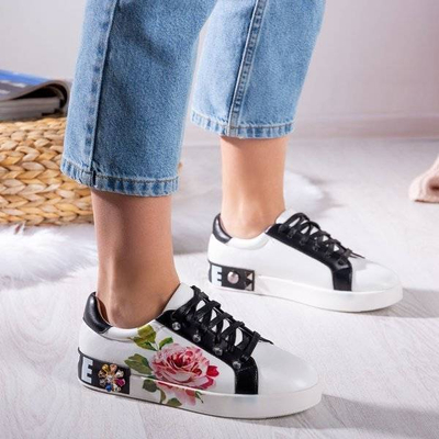 White sports shoes with Keisha decorations - Footwear