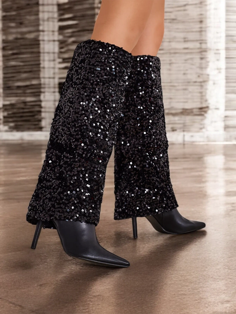 Royalfashion Women's high boots with zircons Endove