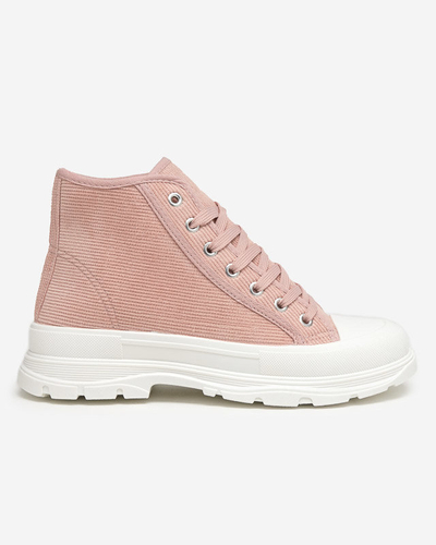 Pink women's high ribbed sneakers Somali - Footwear