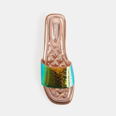 Yellow and green holographic women's sandals Serenis - Footwear