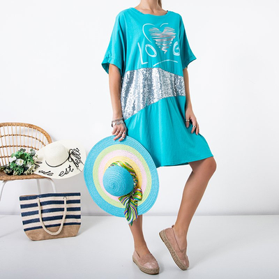 Бирюзовая женская туника oversize