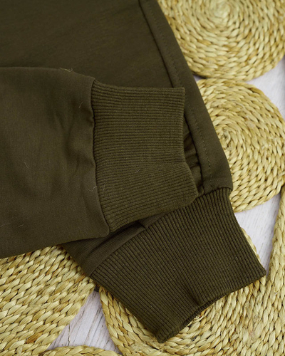 Women's dark green sweatpants with a colored patch - Clothing