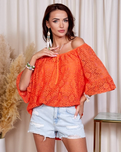 Royalfashion Orange women's lace blouse