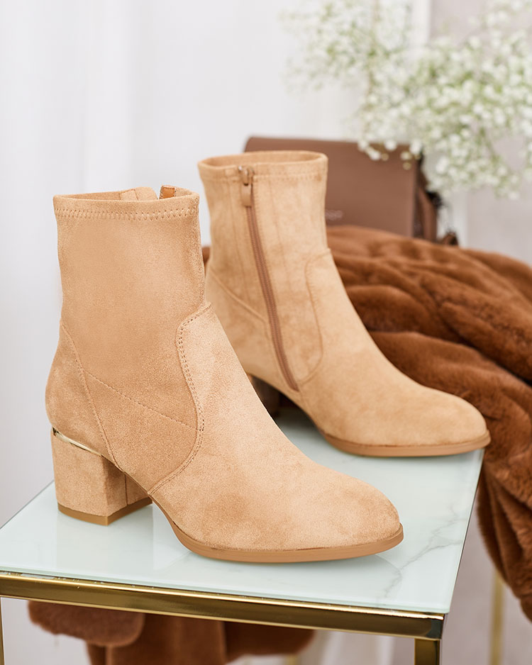 Royalfashion Gaiši brūni sieviešu zemie stiletto zābaki Rejerra