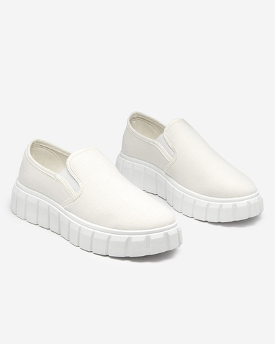 OUTLET Women's white slip-on shoes on a thick Tenri sole - Footwear