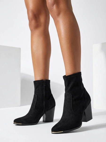 Royalfashion Eko-zīda sieviešu zābaki uz stiletta papēža Gris