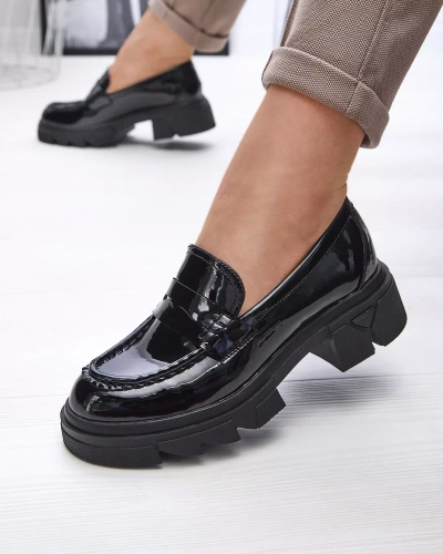 Lakēti melni mokasīni sievietēm Tygriss- Footwear
