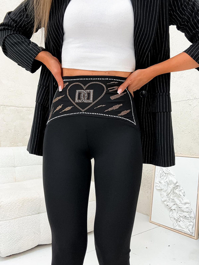 Royalfashion Women's leggings with zircons