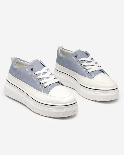 OUTLET Blue and gray women's sneakers on the Veritar platform - Footwear