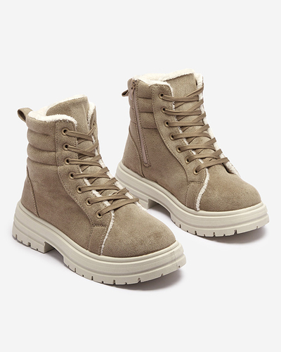 Women's insulated trapper boots in brown color Tivica - Footwear