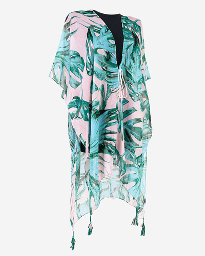 Pink and green women's leaf pareo - Clothing