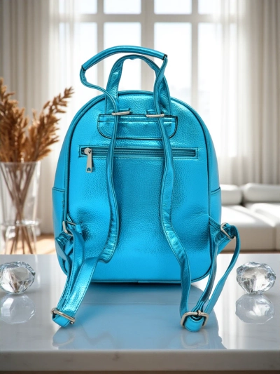 Royalfashion Women's backpack made of eco leather with metallic stripes Metallic Stripes
