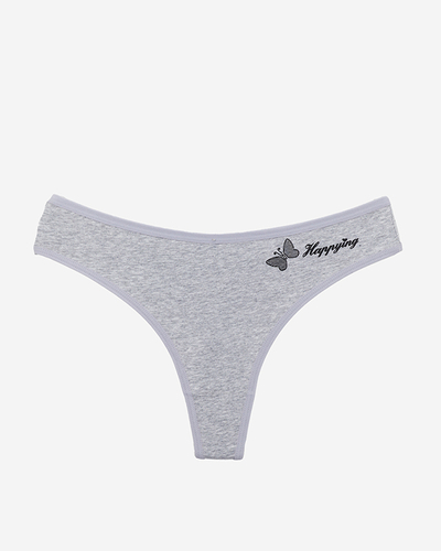 Classic, cotton women's thongs in gray - Underwear