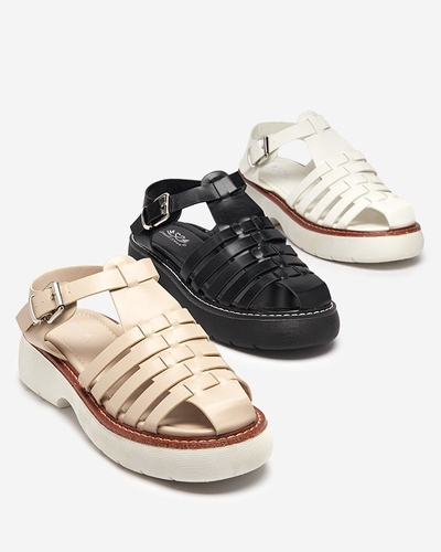 OUTLET Women's white sandals on a massive Leteris sole - Footwear