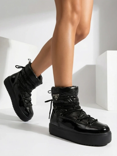 Royalfashion Женские ботинки-слипы a'la snow boots in black Vevnose