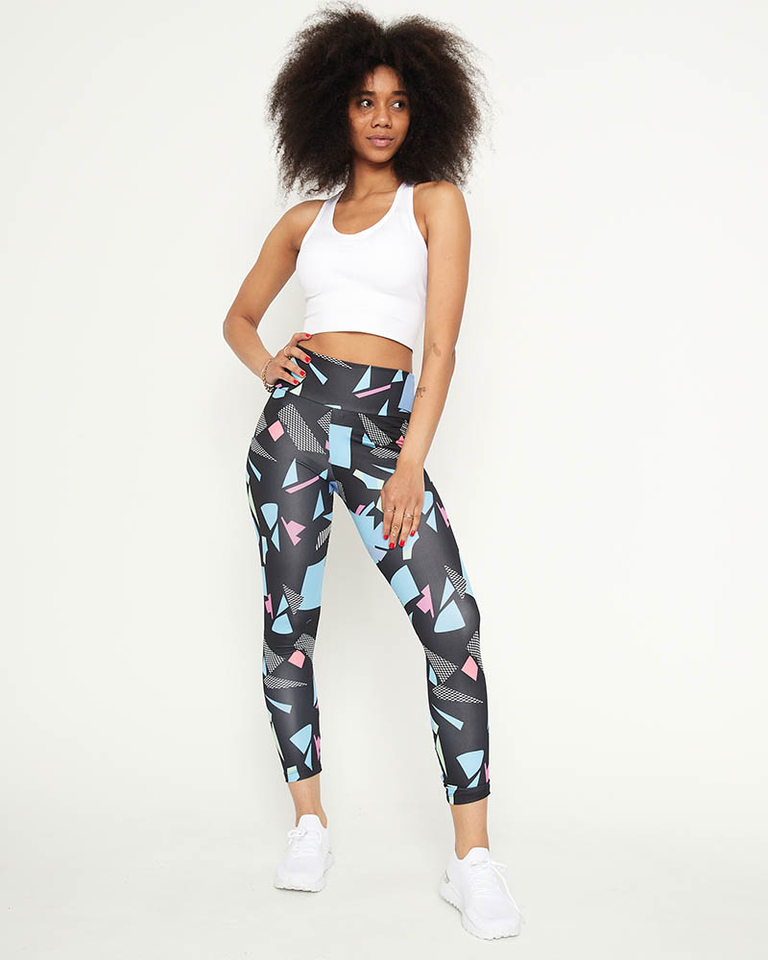 Blue patterned high waisted leggings - Clothing