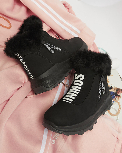 OUTLET Черные женские утепленные ботинки с мехом Scherr- Footwear