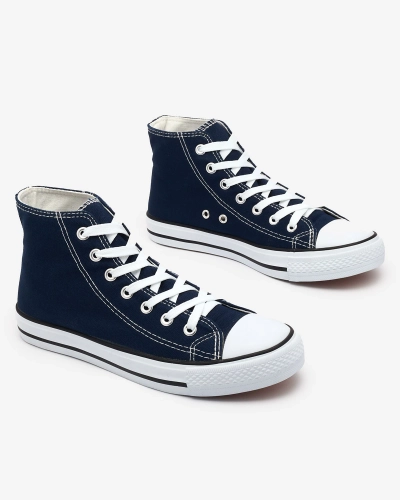 Navy blue women's high sneakers Elavvi - Footwear