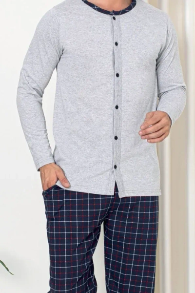 Royalfashion Men's plaid cotton pajamas