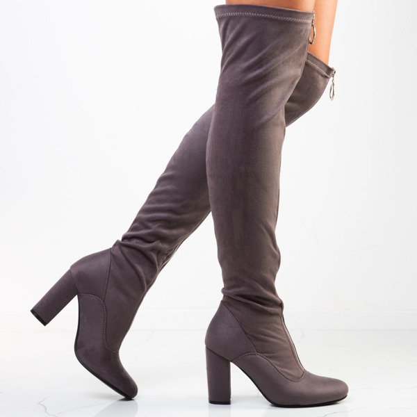Gray boots with a zipper on the front Layla - Footwear