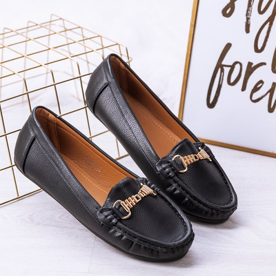 Black moccasins with metal Abu-Dabi decoration - Footwear