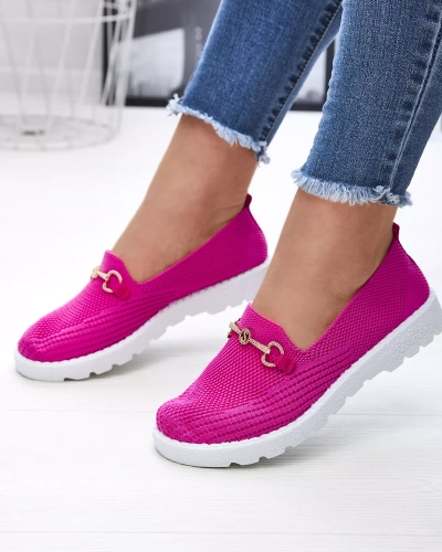 Fuchsia women's slip on sneakers with gold embellishment Enelida - Footwear