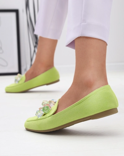 Зеленые мокасины из эко-замши для женщин Gepossa- Footwear