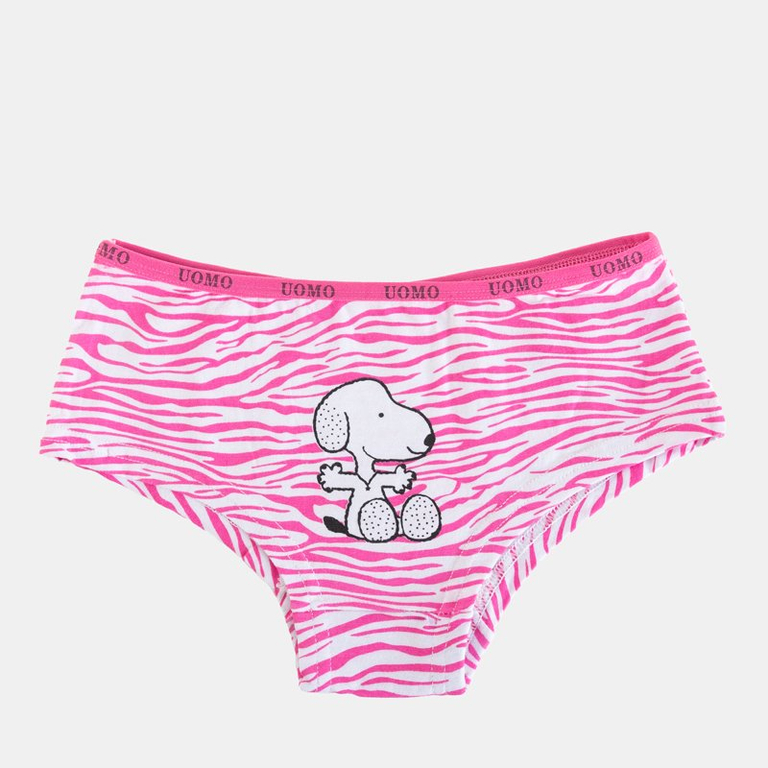 Women's fuchsia cotton patterned panties with a doggy print - Clothing