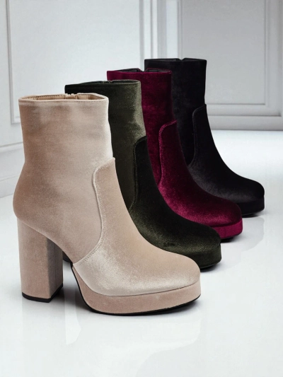 Women's Heeled Ankle Boots Velour Style Miss