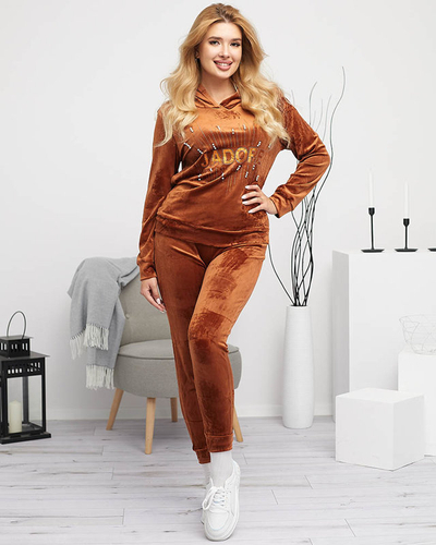 Camel women's tracksuit set with print and pearls - Clothing