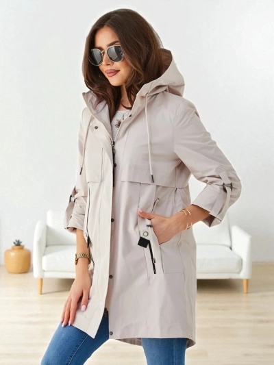 Royalfashion Sieviešu garš vēja drēbju jaka