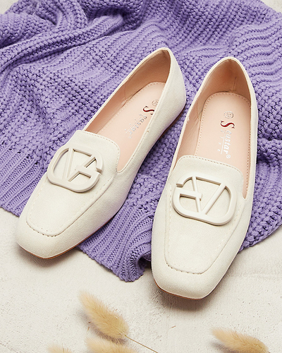 Women's moccasins with ecru embellishment Jeterika - Footwear