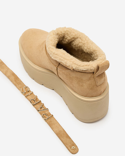 Royalfashion Light brown women's shoes a'la snow boots with ornament Parisela