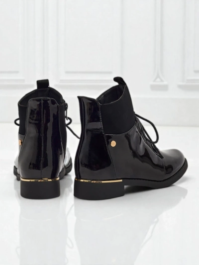 Lakierowane sznurowane botki damskie Avoria